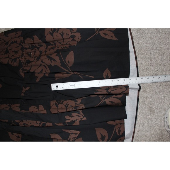 Sandra Darren Womens XL Floral Maxi Dress Black Brown Tiered Puff Sleeve 78345BK - Picture 8 of 12